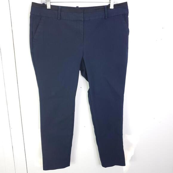 Ann Taylor Pants Womens 12P Navy Black Stripe Cropped Corpcore Work Office - Picture 1 of 10